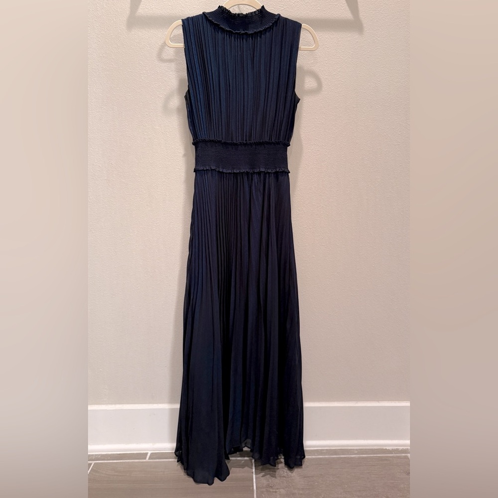 Nanette Lepore Smocked Waist Pleated Midi Dress